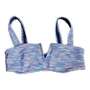 Aerie American Eagle Bandeau Striped Slit Swim Top Bikini